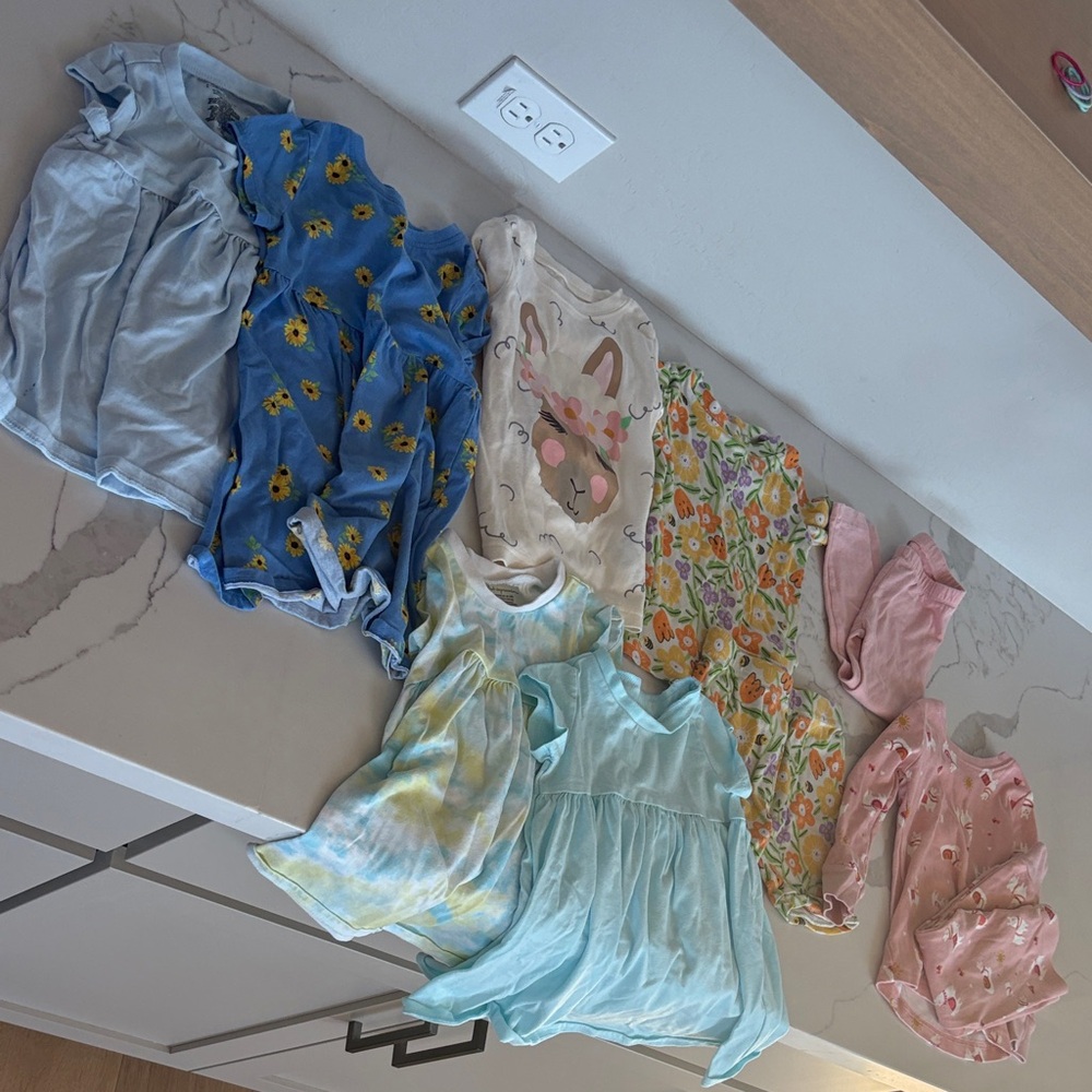 Spring toddler girl bundle - Colorful Baby Onesies and Dresses Set